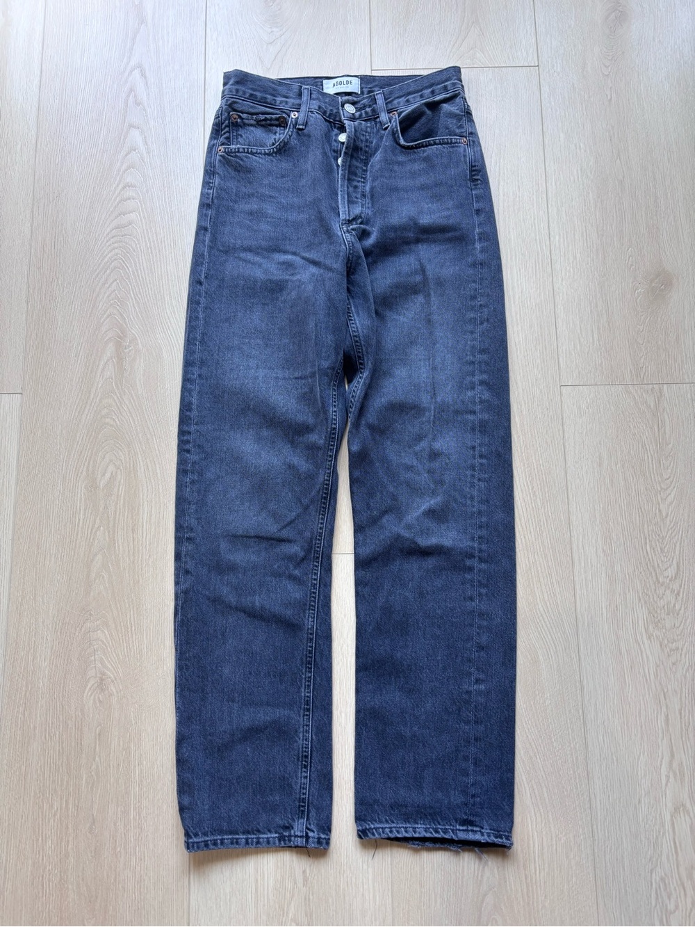 Agolde Fran High-Rise Straight Leg Jeans in Black
